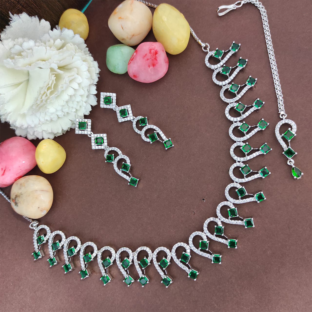 American Diamond Necklace With Earring