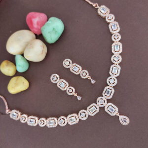 American Diamond Necklace With Earring