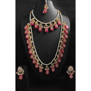 Meenakari Necklace  Long Necklace With Choker Necklace, Earring  And Mangtika