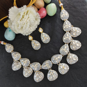 Meenakari Necklace With Earring Grey