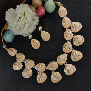 Meenakari Necklace With Earring Peach
