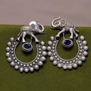 Silver look a like brass base monalisa/z-stone quality stud type earring