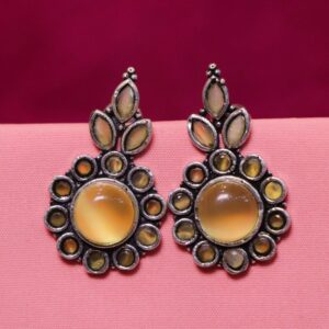 German silver brass base monalisa stones studs type earring