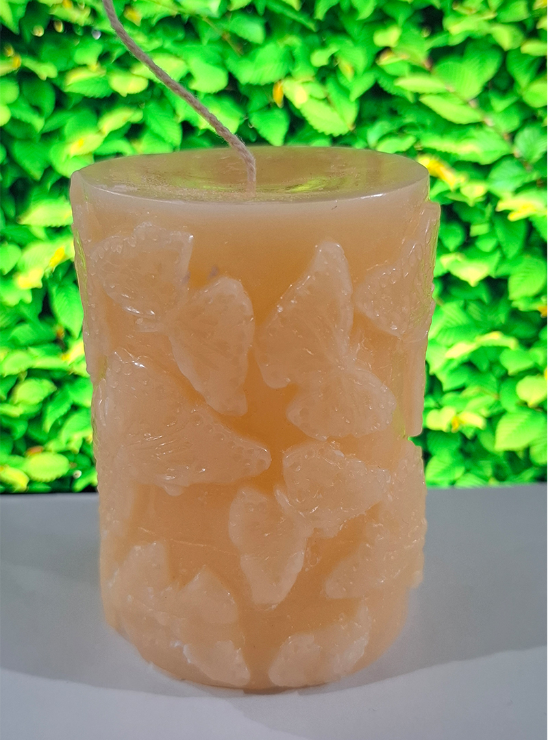 Light Peach Butterfly Texture Candle – Premium Paraffin Wax