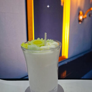 Glass Candle – White Soy Wax with Small Flower Design