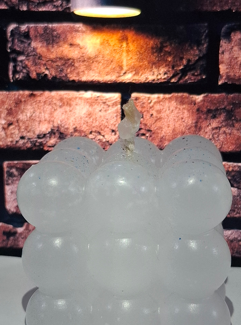 White Bubble Candle – Square Cube, Premium Paraffin Wax