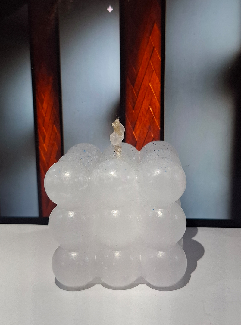 White Bubble Candle – Square Cube, Premium Paraffin Wax
