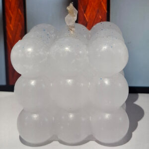 White Bubble Candle – Square Cube, Premium Paraffin Wax