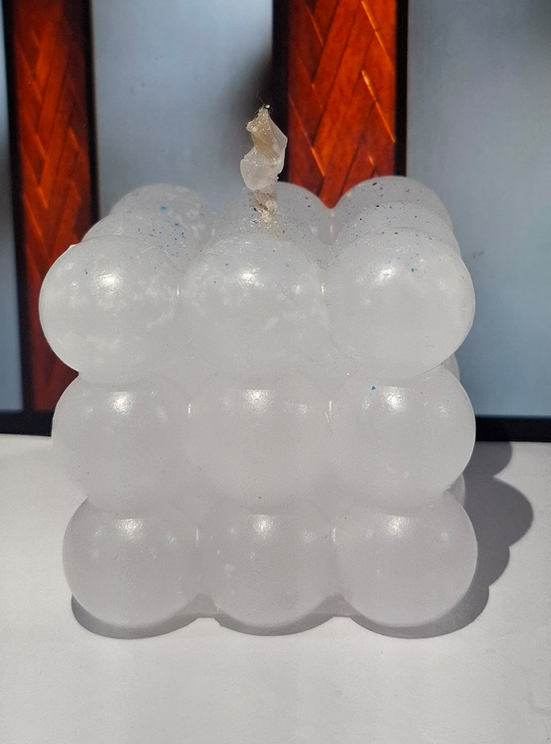 White Bubble Candle – Square Cube, Premium Paraffin Wax