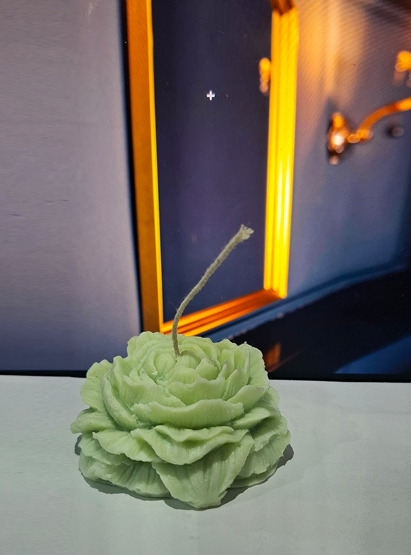 Light Green Rose Shape Candle – Premium Paraffin Wax