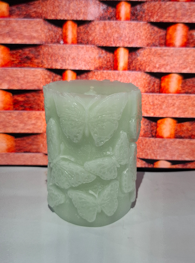 Sea Green Butterfly Texture Candle – Premium Paraffin Wax