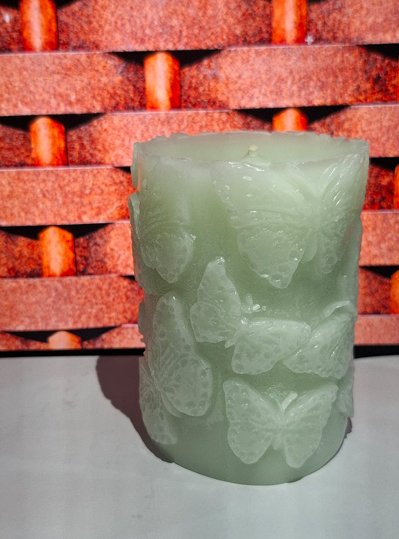 Sea Green Butterfly Texture Candle – Premium Paraffin Wax
